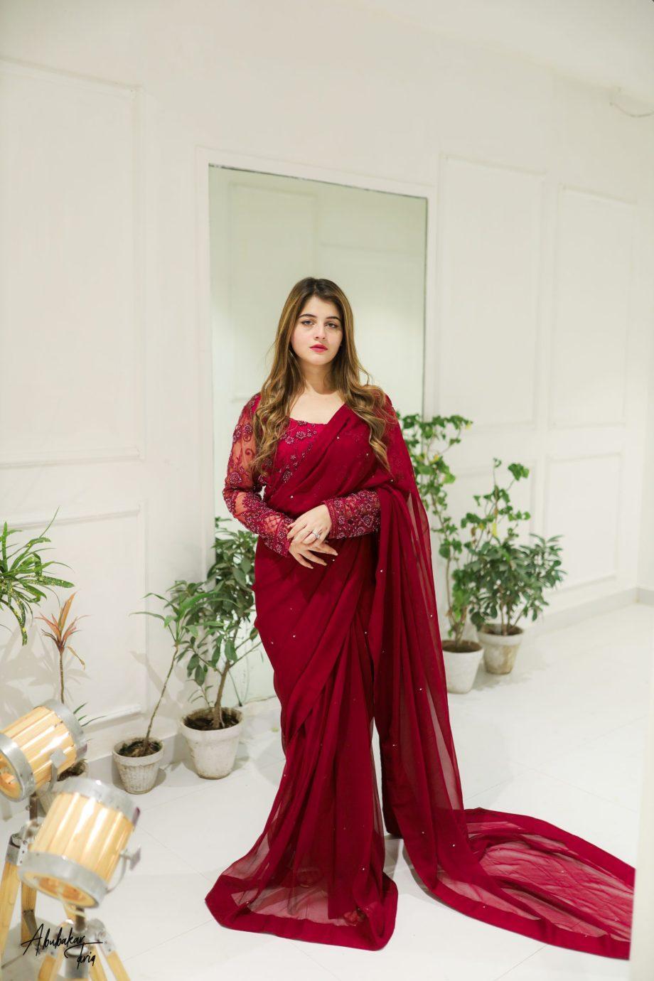 3 Pcs Women's Chiffon Sequins Embroidered Stitched Saree